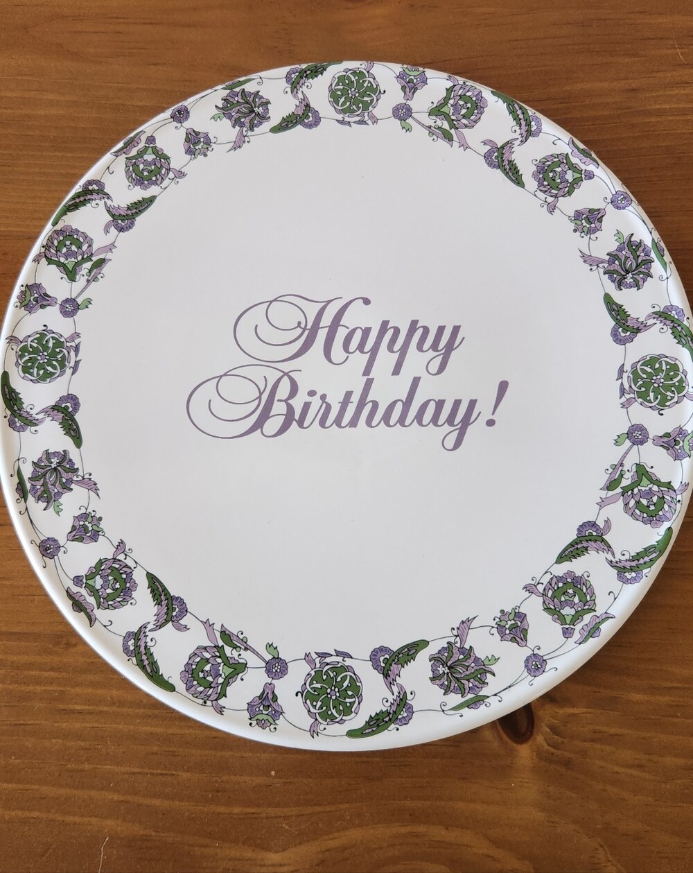 Avon Happy Birthday Decorative Cake Party Plate - Purple & Green